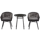 Outsunny 3 PCS Patio Resin Wicker Hand Woven Bistro Set 2 Chairs 1 Coffee Table