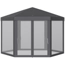 Outsunny Garden Hexagonal Gazebo Patio Outdoor Canopy Patio Party Tent Grey