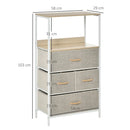 HOMCOM Fabric Chest of Drawers Storage Unit 58x29x103cm - White
