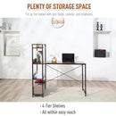 HOMCOM Vintage Computer Desk with Shelves 120cm - Black