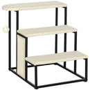 PawHut Cat Stairs w/ Sisal Scratching Board, Hanging Ball, Steel Frame - Cream