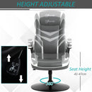 Vinsetto Gaming Chair Ergonomic Computer Chair with Adjustable Height Pedestal Base Home Office Desk Chair PVC Leather Exclusive Swivel Chair Grey and White Racing
