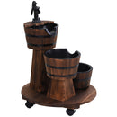 Outsunny Patio Wooden Water Fountain 3 Barrels Set with Pump for garden