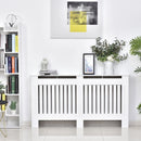 HOMCOM MDF Radiator Cover Slatted Painted Cabinet Lined Grill Modern Vertical Style Home Use 3 Sizes-White