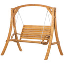 Outsunny 2 Seater Garden Swing Chair, Outdoor Wooden Swing Bench Lounger