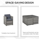 Outsunny 9 Pieces PE Rattan Cube Garden Furniture Set with Cushions, Outdoor Dining Table Set with 4 Armchair, 4 Single Seat, and Glass Top Table w/ Umbrella Hole, Mixed Grey