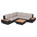 Outsunny 4Pcs Rattan Sofa Set Garden Furniture Set with Armrest Cushions Black