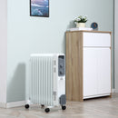 HOMCOM Oil Filled Radiator 11 Fin Portable Heater w/ Wheels and 3 Heat Settings, White