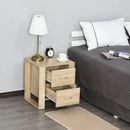 HOMCOM Bedside Table with 2 Drawers 54x48x39cm - Oak