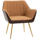HOMCOM Accent Chairs Velvet Armchairs for Living Room and Bedroom Light Brown