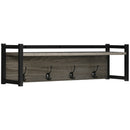 HOMCOM Rustic Wall-Mounted Coat Rack Floating Shelf with 4 Hooks for Entryway