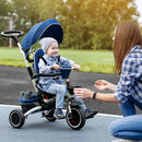 HOMCOM Baby Tricycle 7in1 Stroller with Handle - Blue