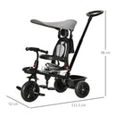 HOMCOM Baby Tricycle 4in1 Stroller with Handle - Grey