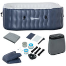 Outsunny Inflatable Hot Tub Spa Square for 4-6 People 180cm - Dark Blue