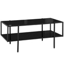 HOMCOM Coffee Table with Tempered Glass Top, Centre Table with 2-Tier Storage