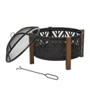 Outsunny 78cm 2-In-1 Outdoor Fire Pit & Firewood BBQ Garden Cooker Heater