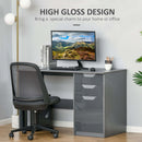 Computer Desk with Drawers Modern Writing Workstation with Storage Cabinet PC Study Table for Home Office Study - Grey