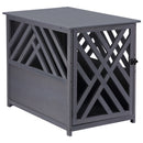 Pawhut Wooden Dog Crate Medium Cage Side Table with Lockable Door, Grey