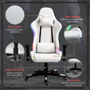 Vinsetto Gaming Chair with RGB LED Light 2D Arm Lumbar Support Swivel Office Computer Recliner Racing Gamer Desk Chair for Home White w/ Home Recliner