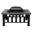 Outsunny Metal Large Firepit  w/ Rain Cover  86 x 86 x 54cm, Black