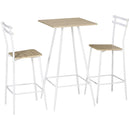 HOMCOM Bar Table and Stools W/ Steel Frame and Footrest for Bar Kitchen, White