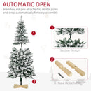 HOMCOM Christmas Tree Snow Flocked Slim 5' with Pinewood Base