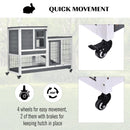 Two Level Rabbit Hutch - Grey & White
