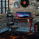 Vinsetto Racing Gaming Chair with Swivel Wheel PU Leather Recliner Gamer Desk for Home Office Black
