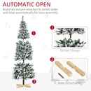 HOMCOM Christmas Tree Snow Flocked Slim 6' with Pinewood Base