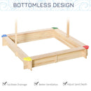 Outsunny Wooden Kids Sandbox Bottom-less design Blue Canopy