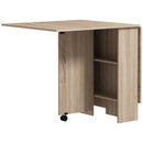 HOMCOM Rolling Drop Leaf Dining Table Folding Kitchen Table with Open Shelves
