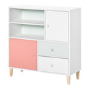HOMCOM Kids Bookcase Multi-Shelf Modern Freestanding Cabinet of Drawer Pink