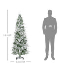 HOMCOM Christmas Tree Pencil Snow Flocked 6' with Realistic Cypress Branches