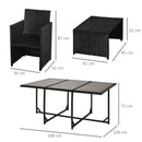 Outsunny Rattan Dining Set Garden Furniture Patio set 11 PC with Cushion Black /Milk  White