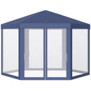 Outsunny Garden Hexagonal Gazebo Patio Outdoor Canopy Patio Party Tent Blue