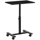 HOMCOM Mobile Laptop Table, End Table with Wheels Height Adjustable, Black