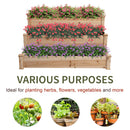 Outsunny Wooden Raised Bed 3-Tier Planter Kit Elevated Box Outdoor Stand