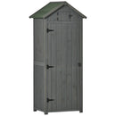 Outsunny Wooden Garden Storage Shed Tool Storage Box, 77 x 54 x 179 cm, Grey