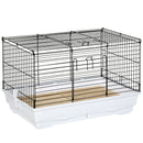 PawHut Small Pet Cage, Indoor Rabbit Guinea Pig House w/ Wood Floor, Trays