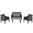 Outsunny 4 PCs Aluminum Rattan Outdoor Sofa Set Conservatory Furniture Tea Table