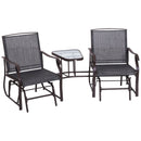 Outsunny Double Glider Companion Rocking Garden Chairs Loveseat Grey and Brown