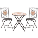 Outsunny 3-Piece Outdoor Bistro Set w/ Mosaic Round Table and 2 Armless Chairs