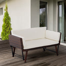 Outsunny 2 in 1 Rattan Folding  daybed sofa bench Bench  with Cushion Outdoor - Brown