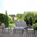 Outsunny 4 Pcs Curved Steel Outdoor Furniture Set w/ Loveseat , 2 Texteline Seats,Glass Top Table Garden Balcony Patio Furniture For Family Party Events Guests -Grey 13 global ratings
