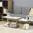 HOMCOM Side Table Set of 2, Modern Coffee End Bedside Storage Tables White