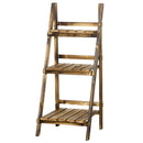 Outsunny 3-Tier Folding Wooden Flower Stand Plant Display for Garden Patio