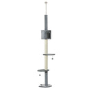 PawHut Cat Tree, Kitten Play Tower w/ Solid Scratching Post, Light Grey