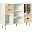 HOMCOM Kitchen Sideboard Storage Cabinet with Removable Wine Holder, Natural