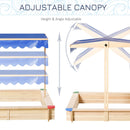 Outsunny Wooden Kids Sandbox Bottom-less design Blue Canopy