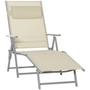 Outsunny Sling Patio Reclining Chaise Lounge Garden Furniture Folding, Beige